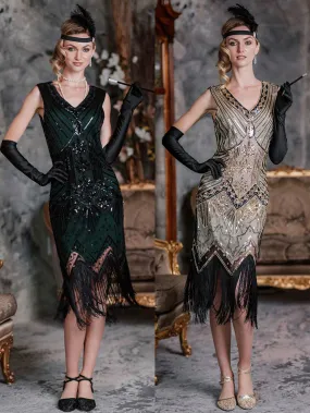 2PCS Top Seller 1920s Sequined Flapper Dress