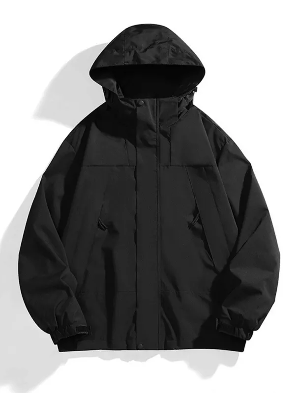 All-Weather Unisex Windbreaker with Detachable Hood Jacket