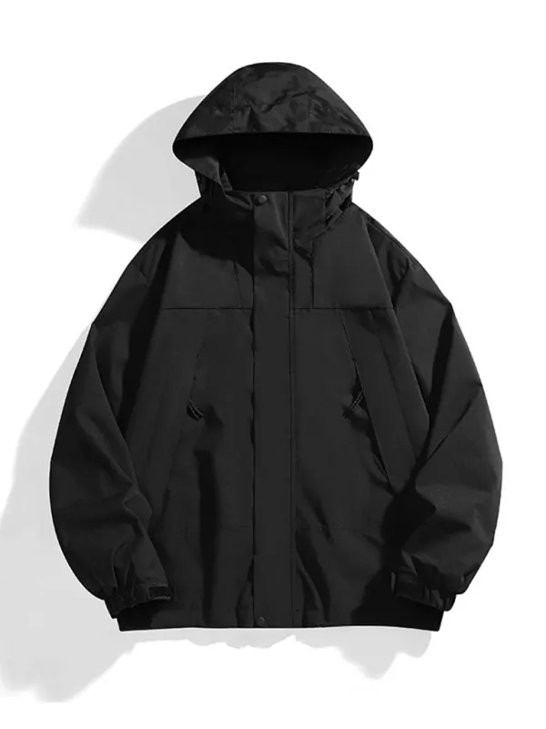 All-Weather Unisex Windbreaker with Detachable Hood Jacket