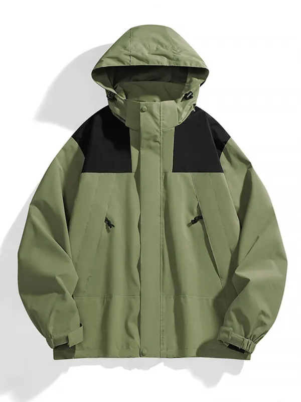 All-Weather Unisex Windbreaker with Detachable Hood Jacket