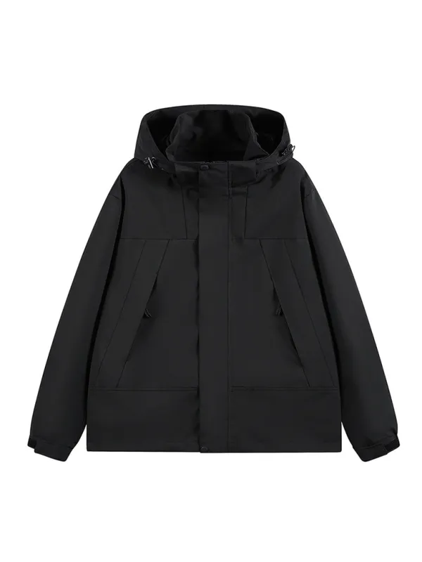 All-Weather Unisex Windbreaker with Detachable Hood Jacket