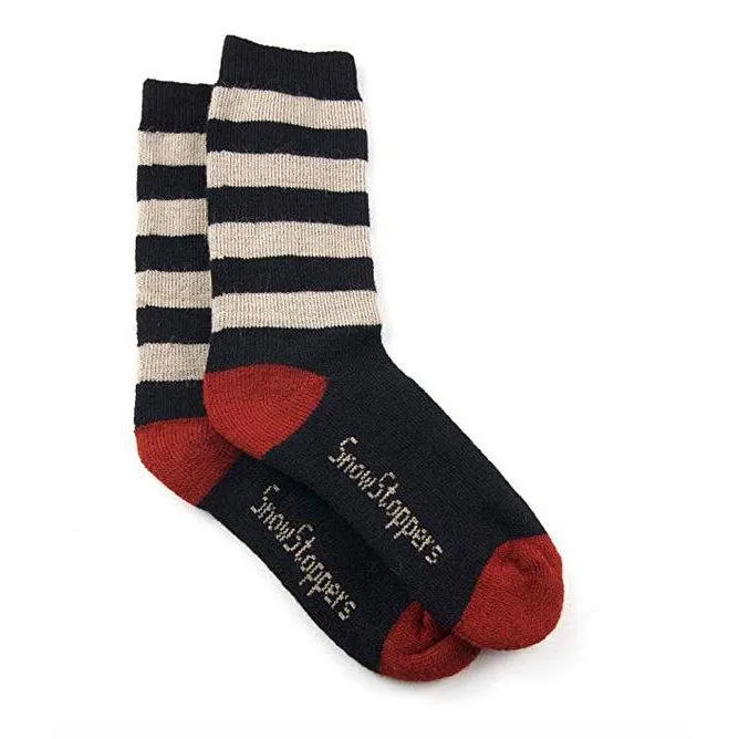 Alpaca Wool Socks - Black White Striped