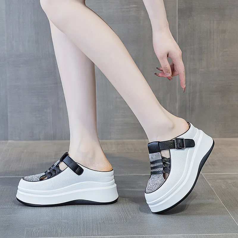 Authentic Leather Platform Muffin Clunky Sneakers