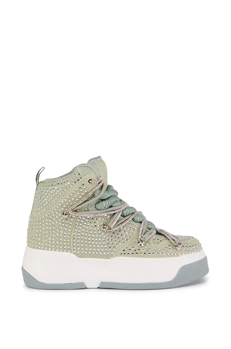 AZALEA WANG BRAVONDO SAGE EMBELLISHED HIGH TOP SNEAKER