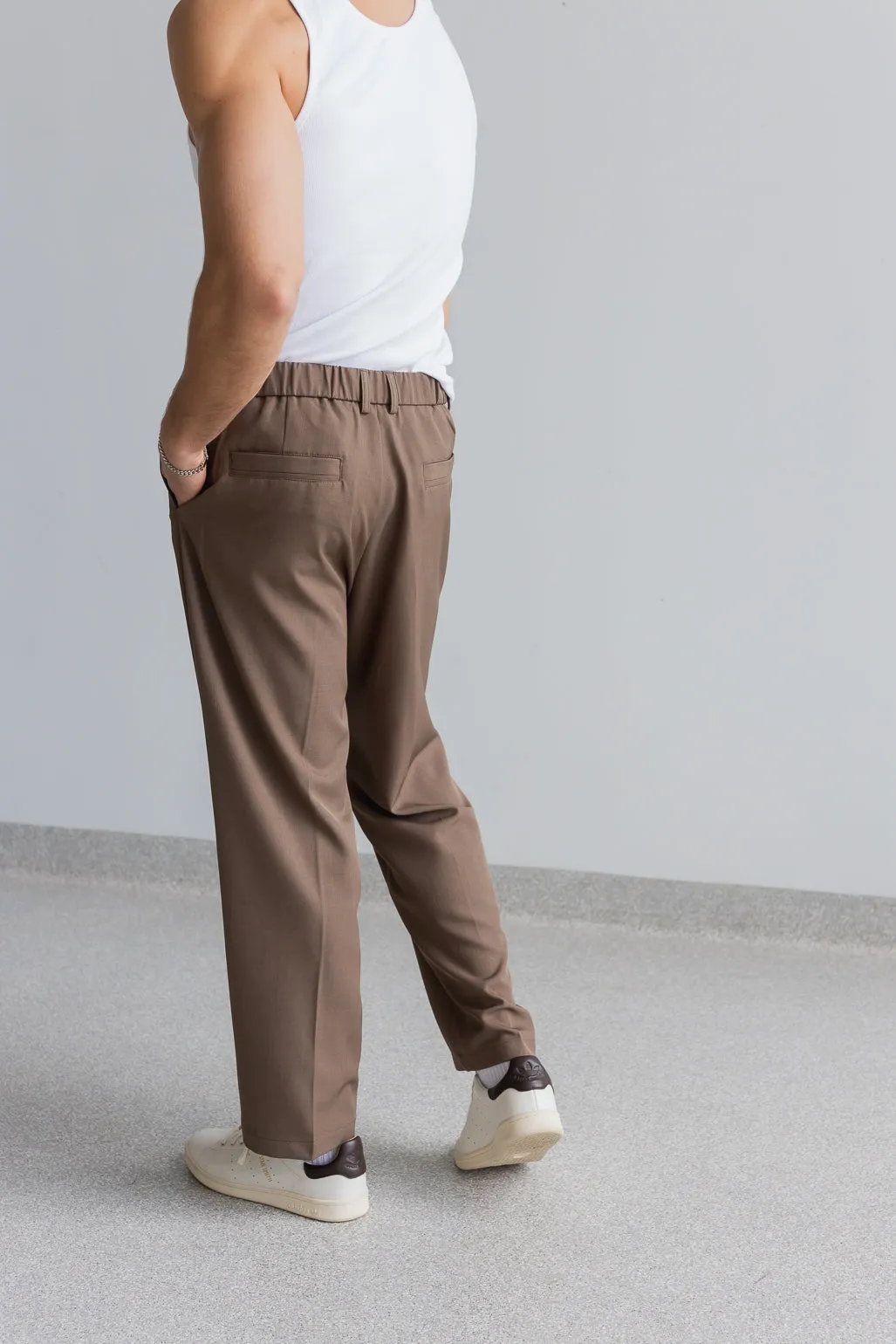 Baggy Pleated Pants - Brown