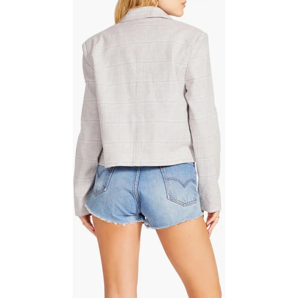 BB Dakota NWT Plaid Me at Hello Linen & Cotton Crop Blazer - Size Small