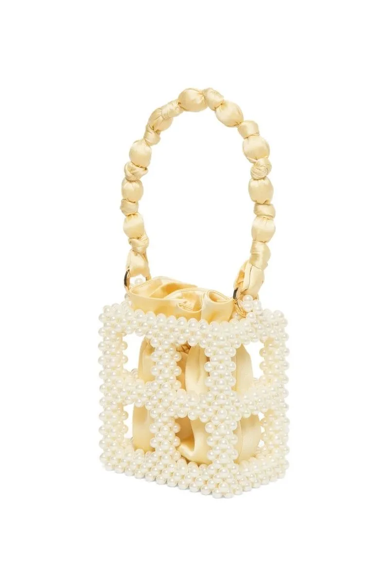 BUTTERCREAM & IVORY TEKLA BEADED BUCKET BAG