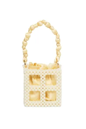 BUTTERCREAM & IVORY TEKLA BEADED BUCKET BAG