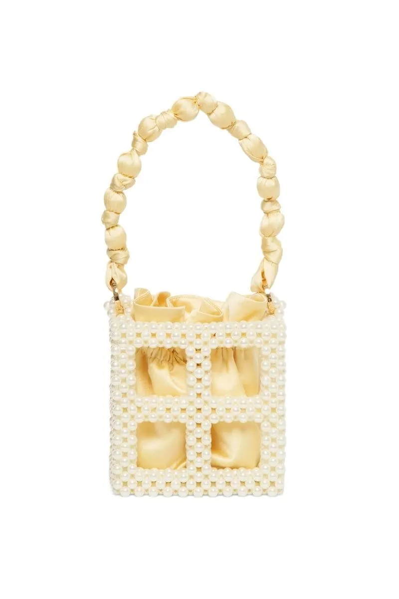 BUTTERCREAM & IVORY TEKLA BEADED BUCKET BAG