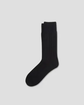 Cashwool wool short socks - BLACK