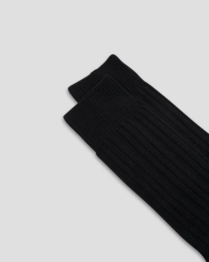 Cashwool wool short socks - BLACK