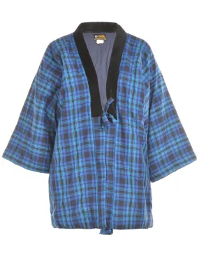 Checked Cropped Kimono - L