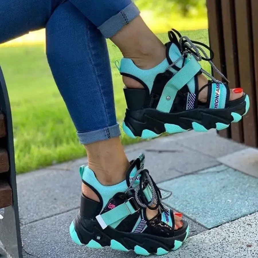 Chunky Buckle Neon Sandals