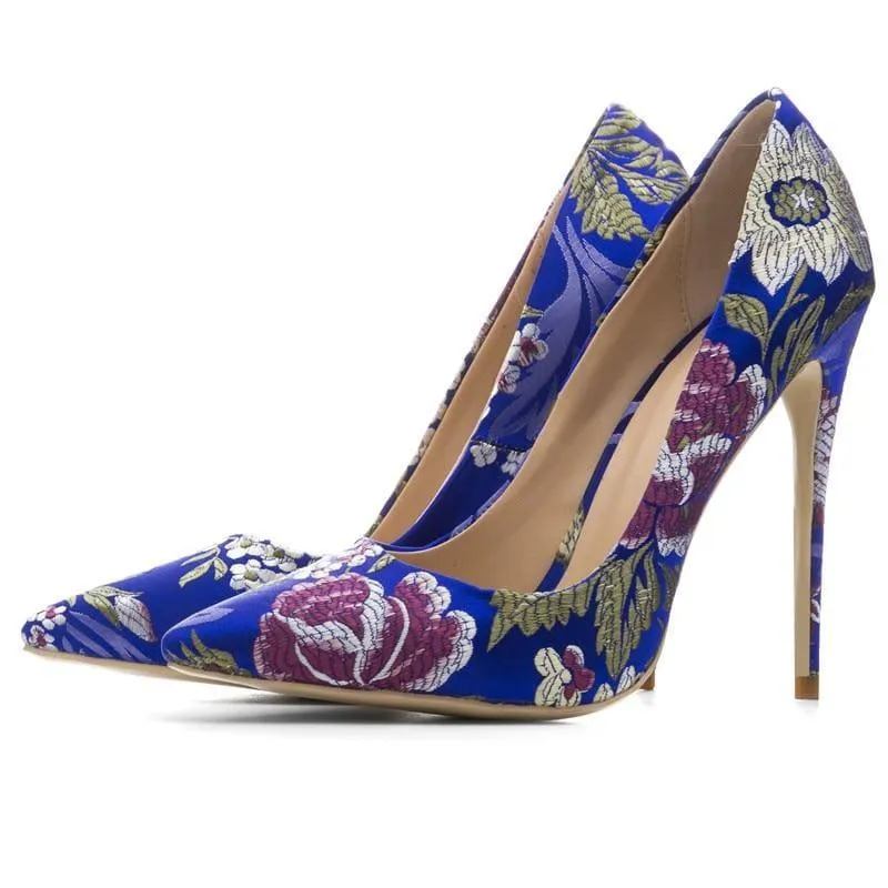 Colorful Embroidery Pumps Stiletto