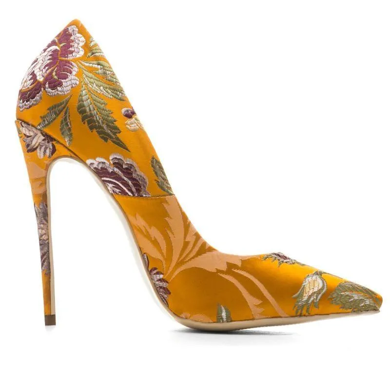 Colorful Embroidery Pumps Stiletto