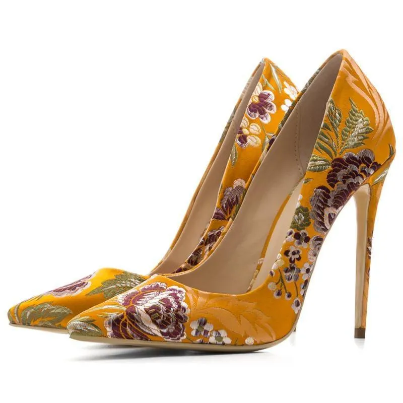 Colorful Embroidery Pumps Stiletto