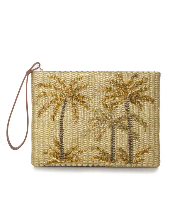 Eddie Golden Oasis Gold Straw Pouch