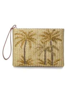 Eddie Golden Oasis Gold Straw Pouch