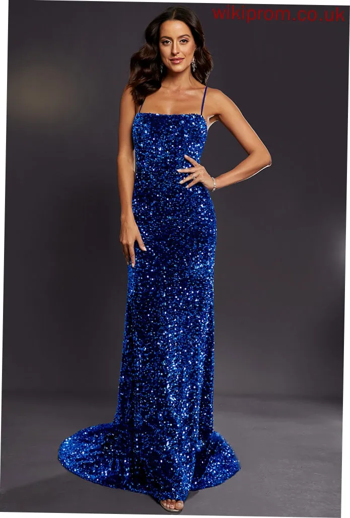 Floor-Length Sequined Prom Dresses Square Trumpet/Mermaid Alaina