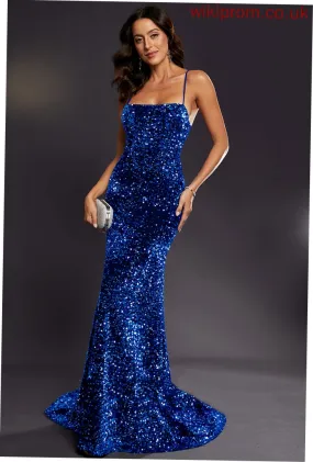 Floor-Length Sequined Prom Dresses Square Trumpet/Mermaid Alaina