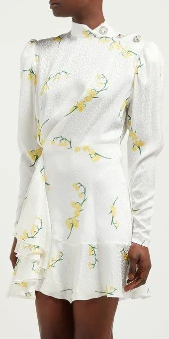 Floral-Print Silk-Devor̩ Mini Dress