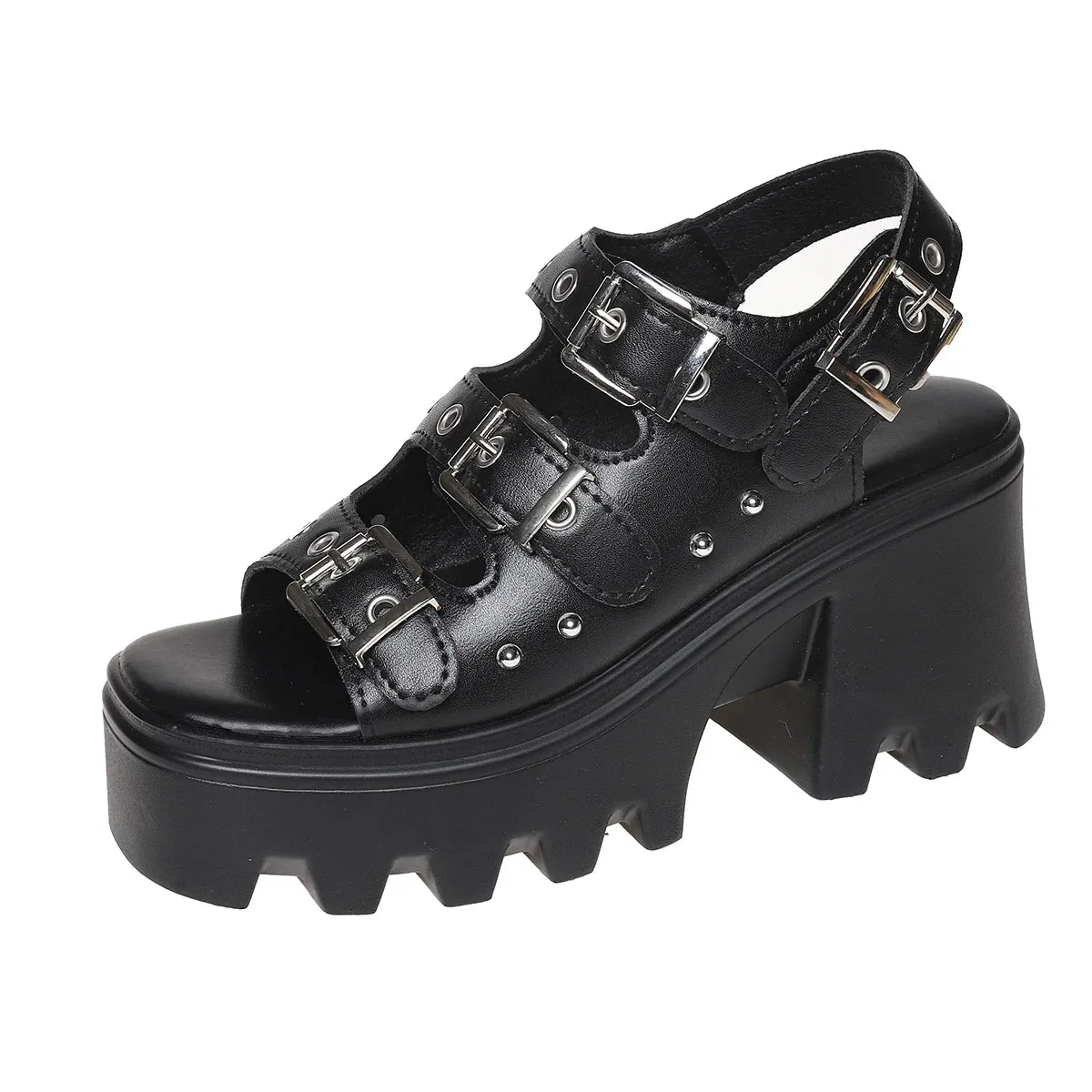 Gothic Style Ankle Strap Platform Sandals