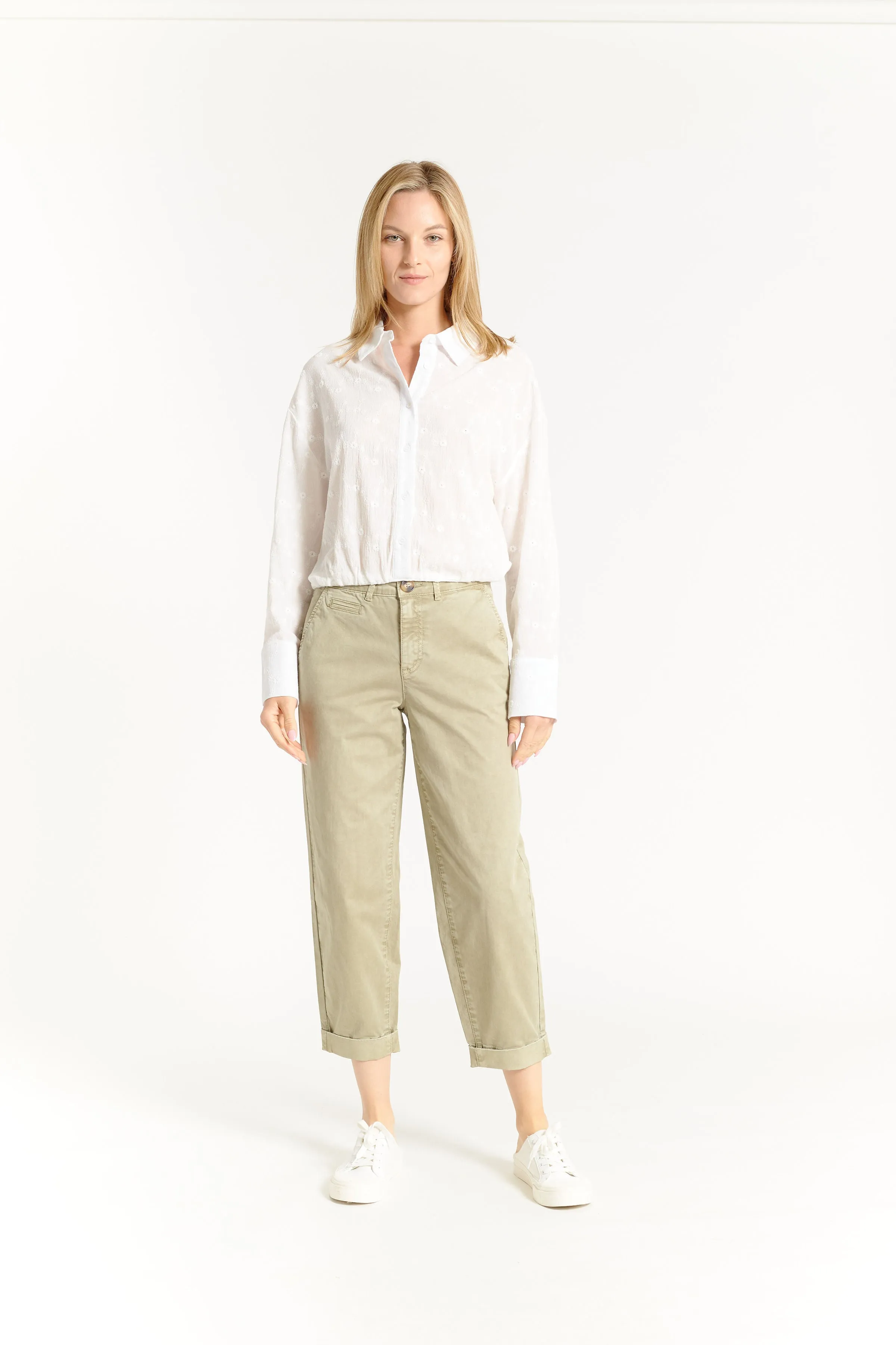 High Rise Cuffed Baggy Pants