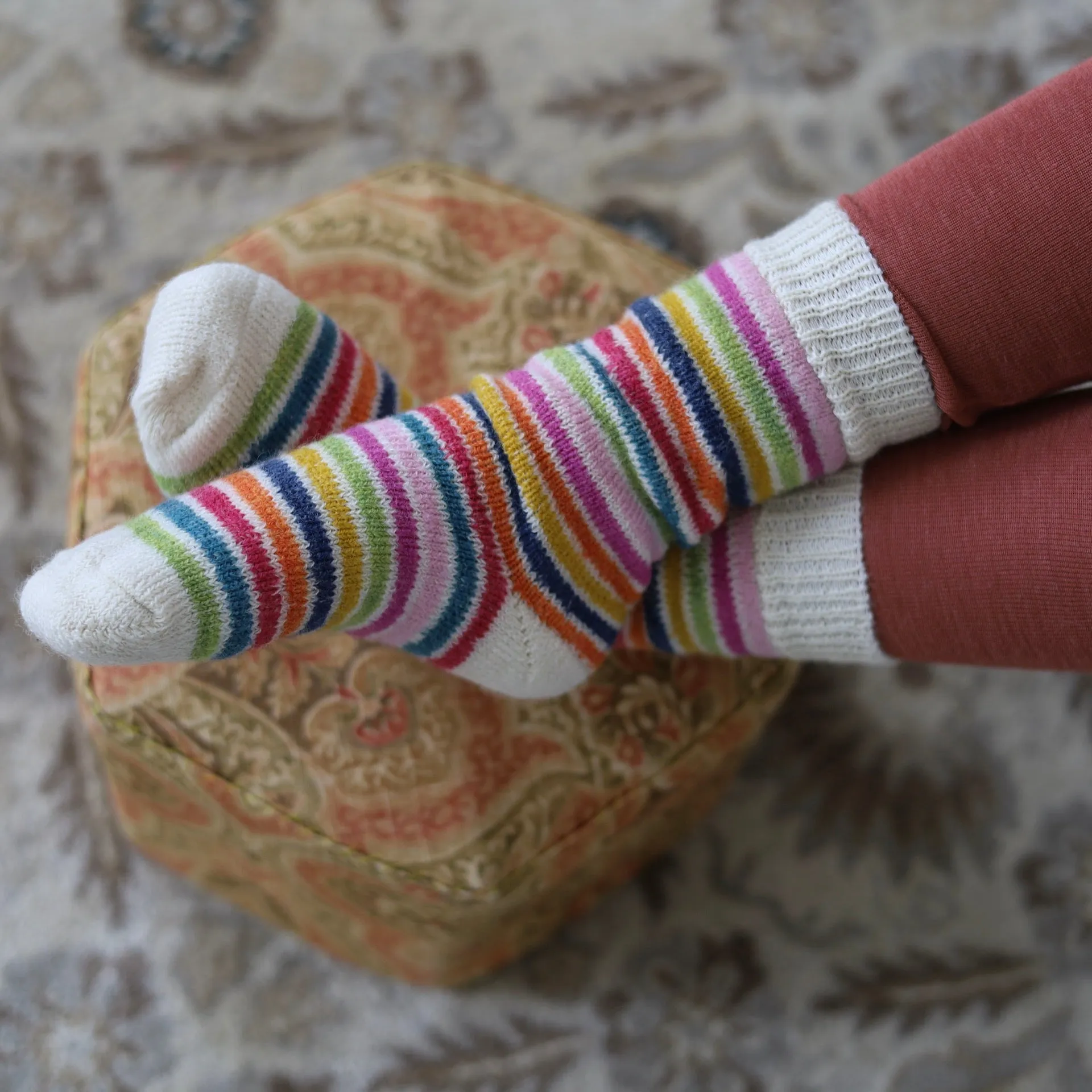 Hirsch Natur Child Sock, Rainbow Stripe