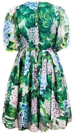 Hydrangea Appliques Printed Mini Dress