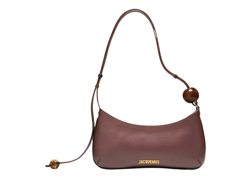 Jacquemus Le Bisou Perle Beaded Shoulder Bag Medium Brown