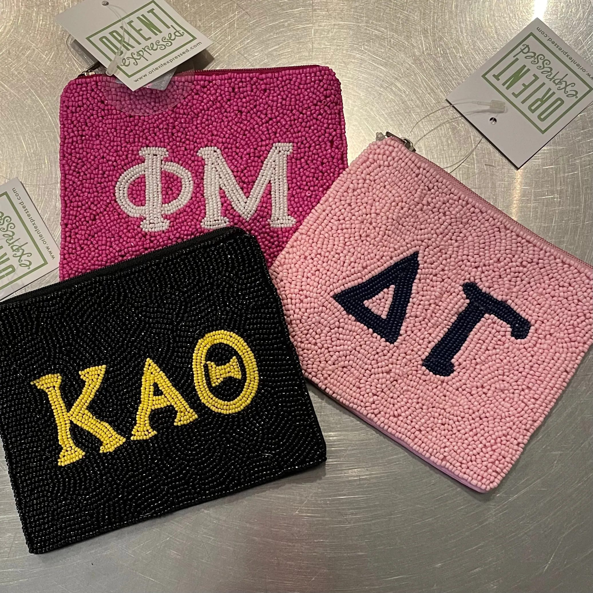 KAPPA ALPHA THETA SORORITY BEADED POUCH