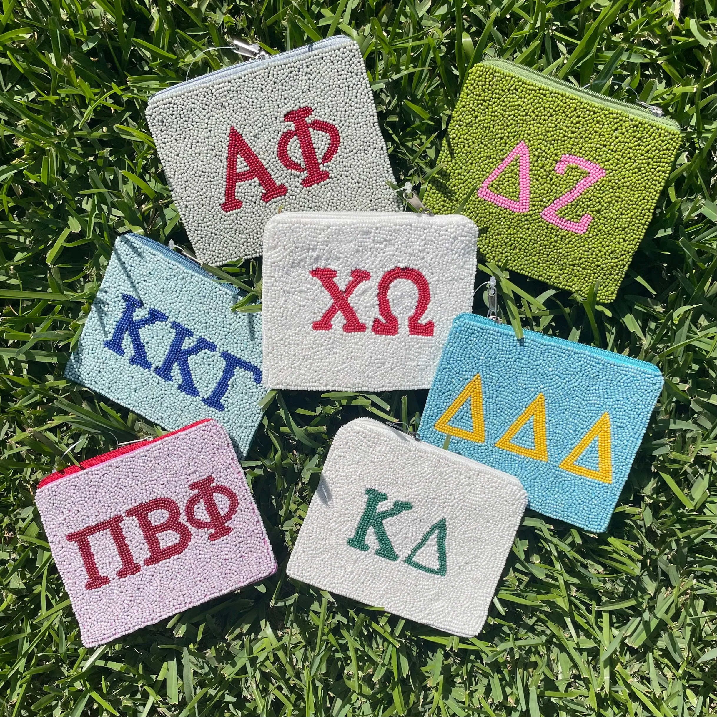 KAPPA ALPHA THETA SORORITY BEADED POUCH