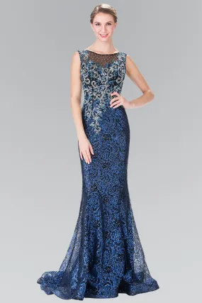 Long Floral Embroidered Sequined Dress by Elizabeth K GL2341