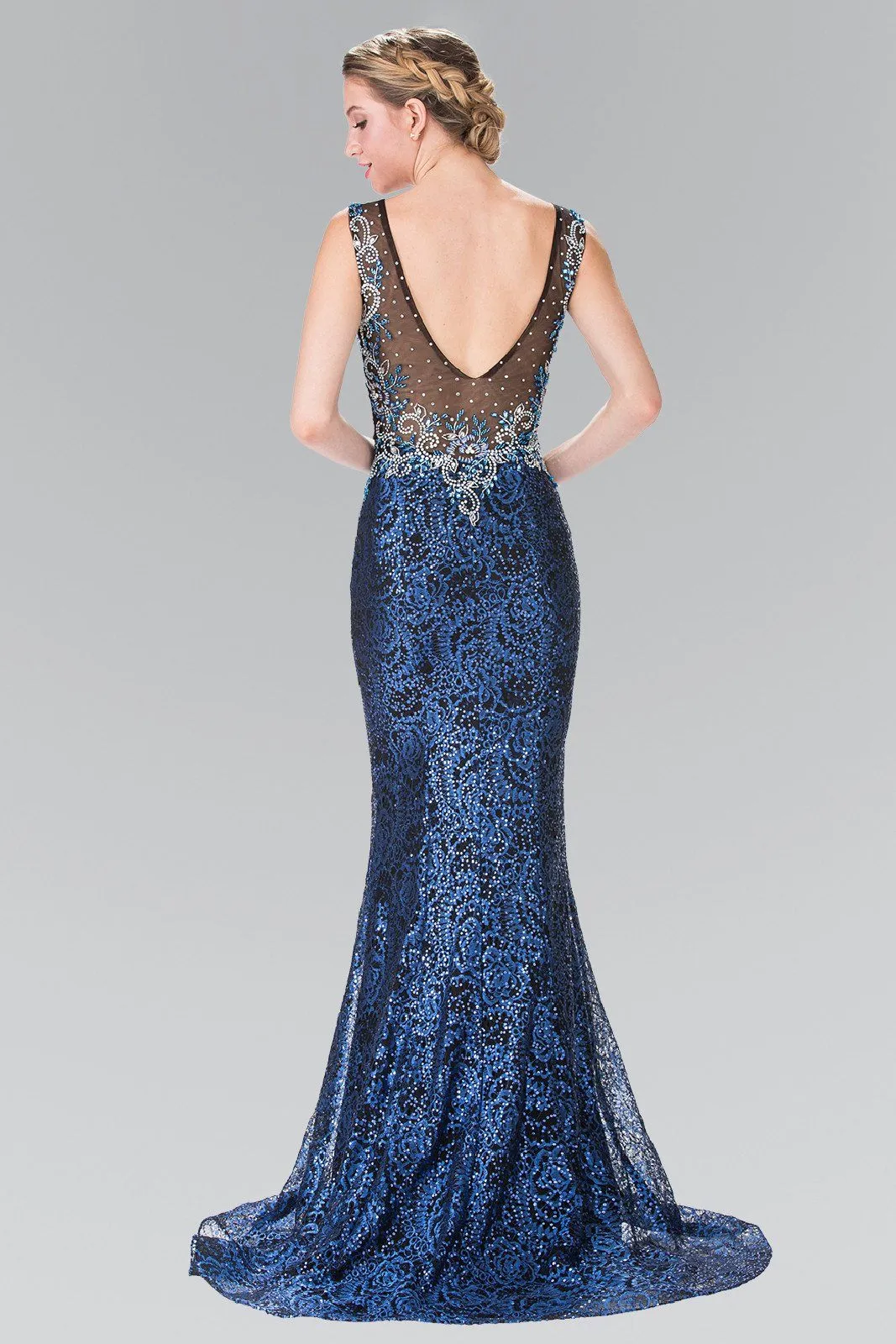 Long Floral Embroidered Sequined Dress by Elizabeth K GL2341