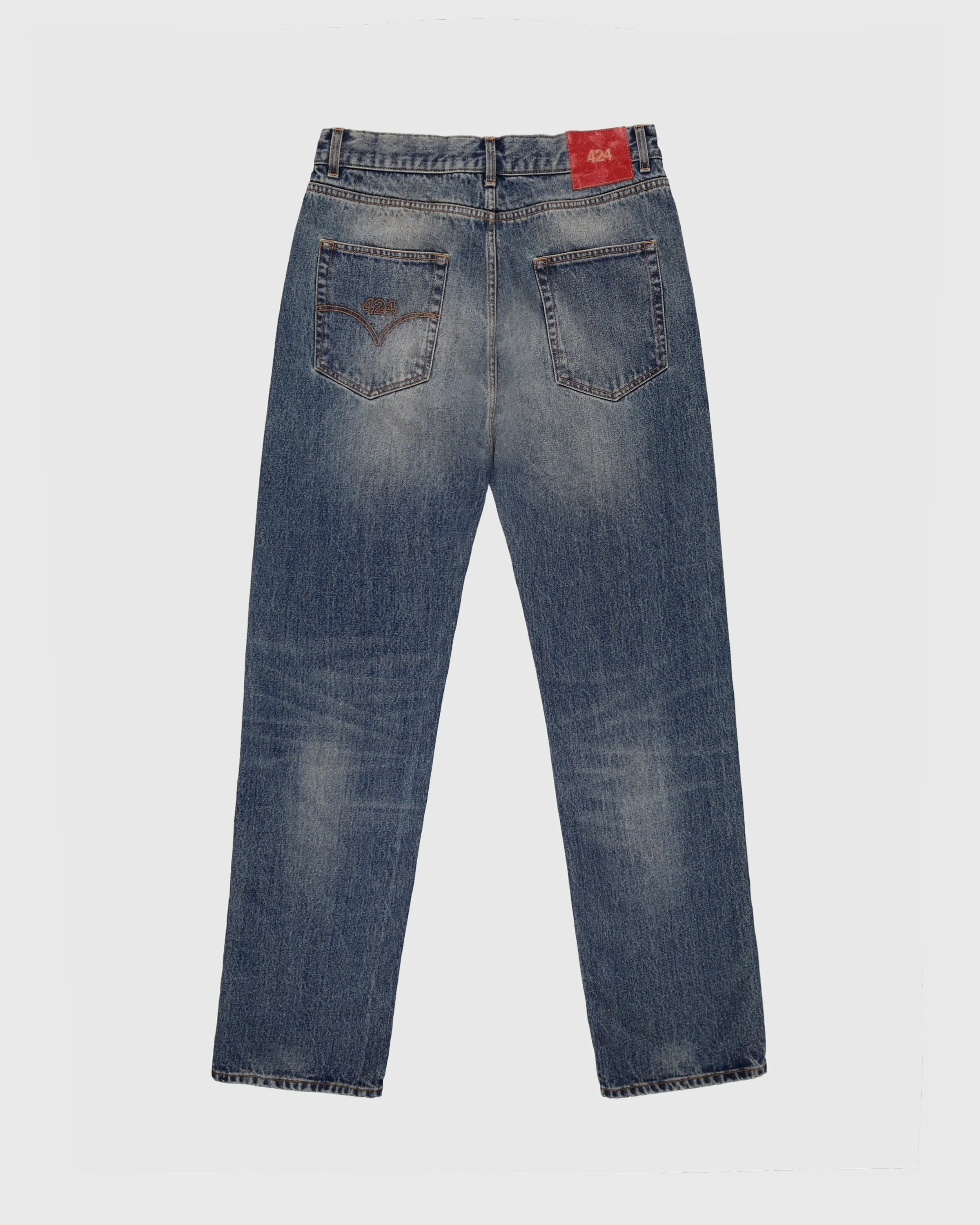 Loose Five Pocket Denim in Washed  Dark Blue