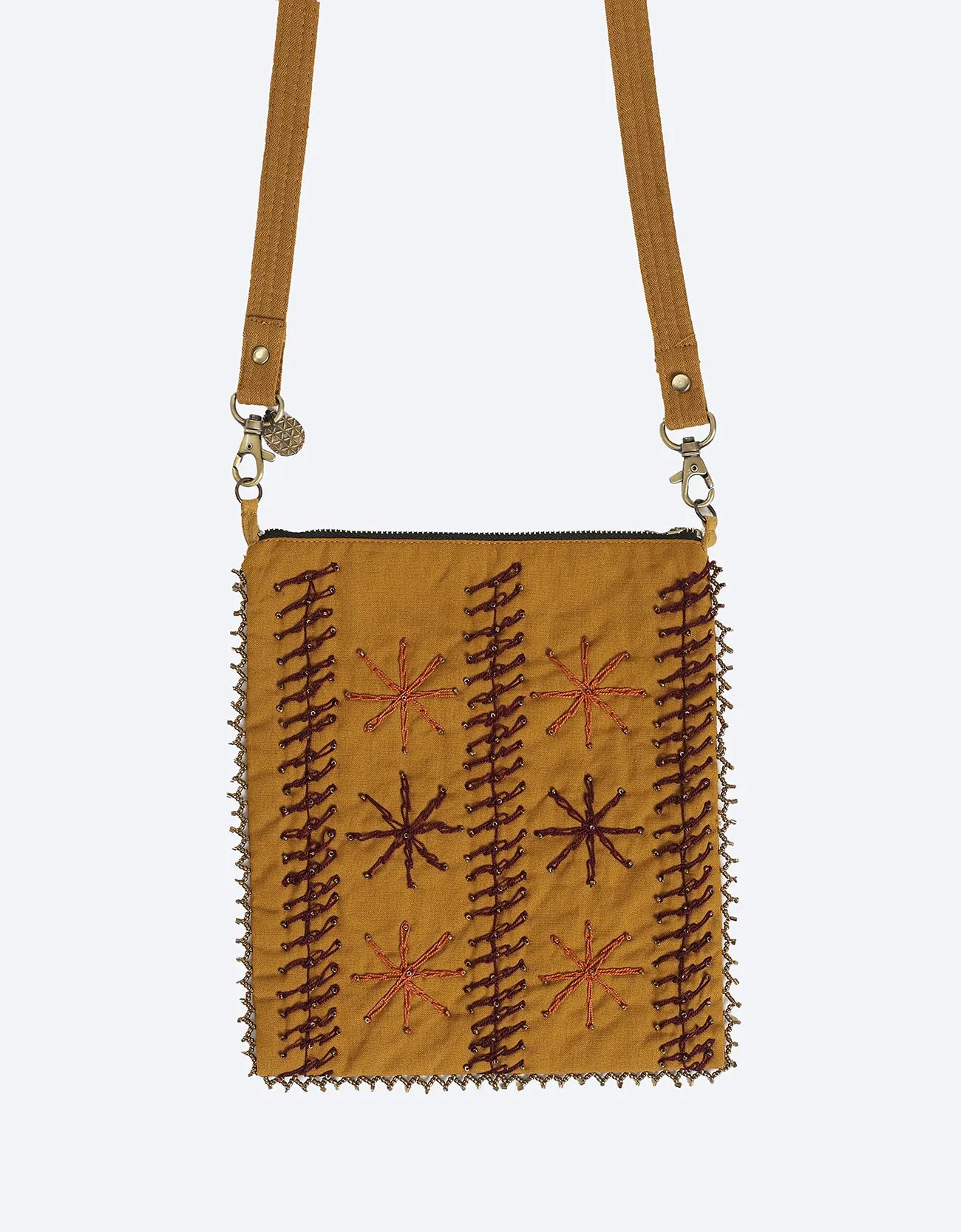 Medium bag with hand embroidered and beaded