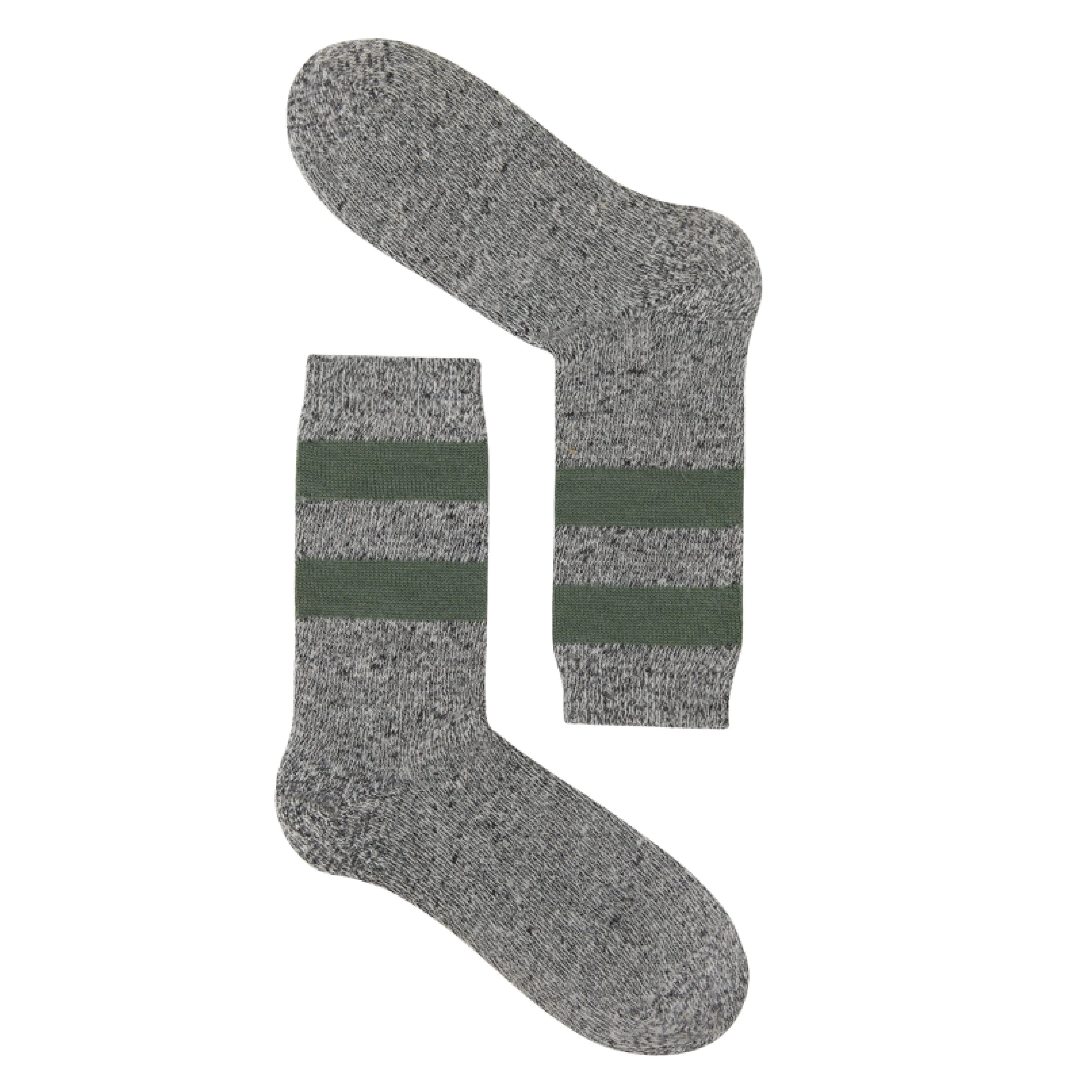 Merino & Alpaca stripe sock [Charcoal]