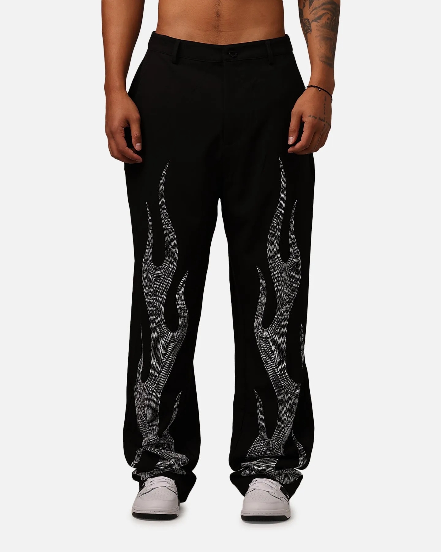 MNML Ultra Baggy Flame Crystal Pants Black