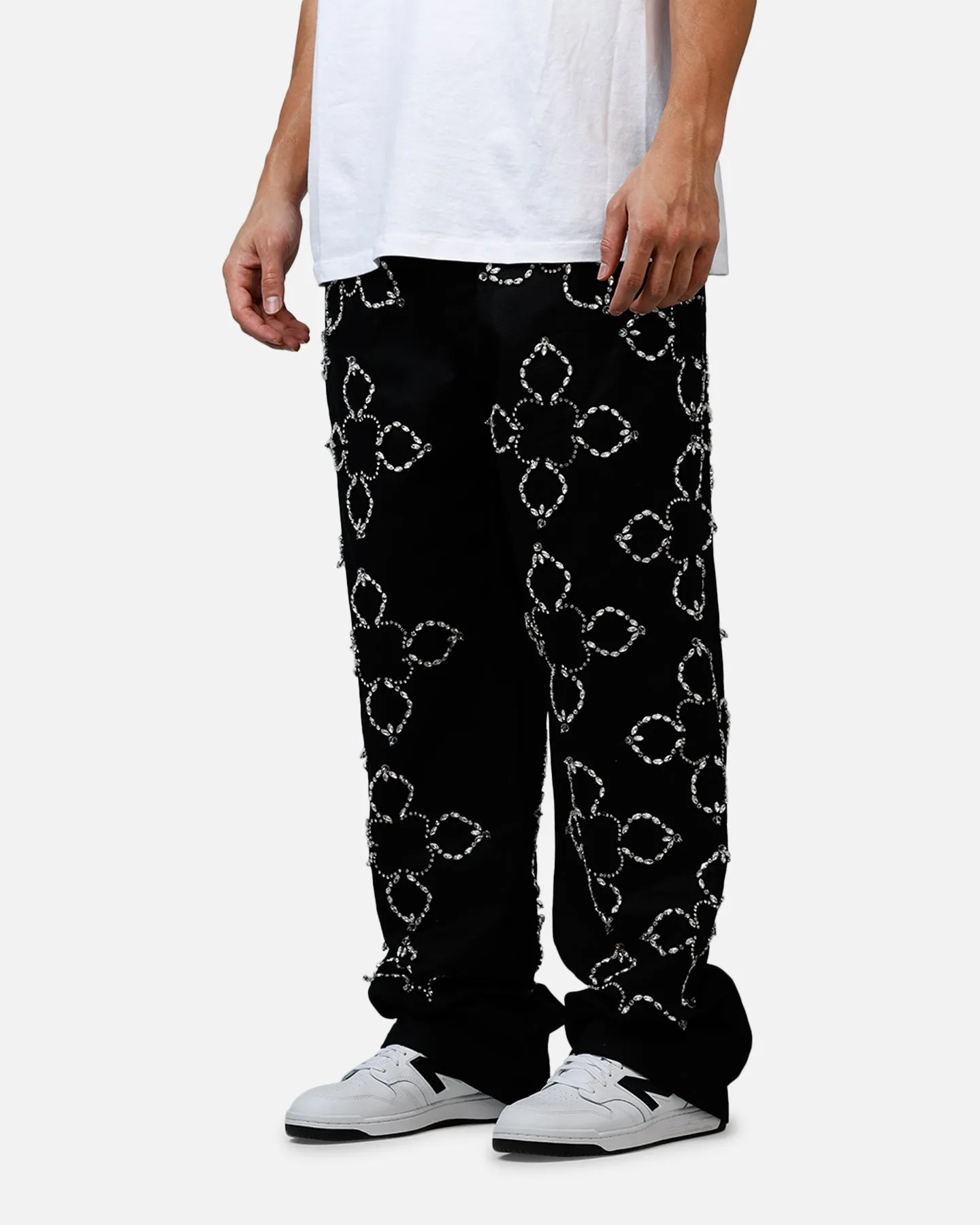 MNML Ultra Baggy Jewel Applique Pants Black