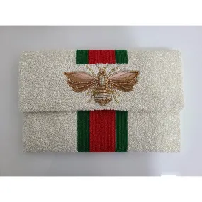 Moyna Beaded 3d Bee Clutch | Ivory