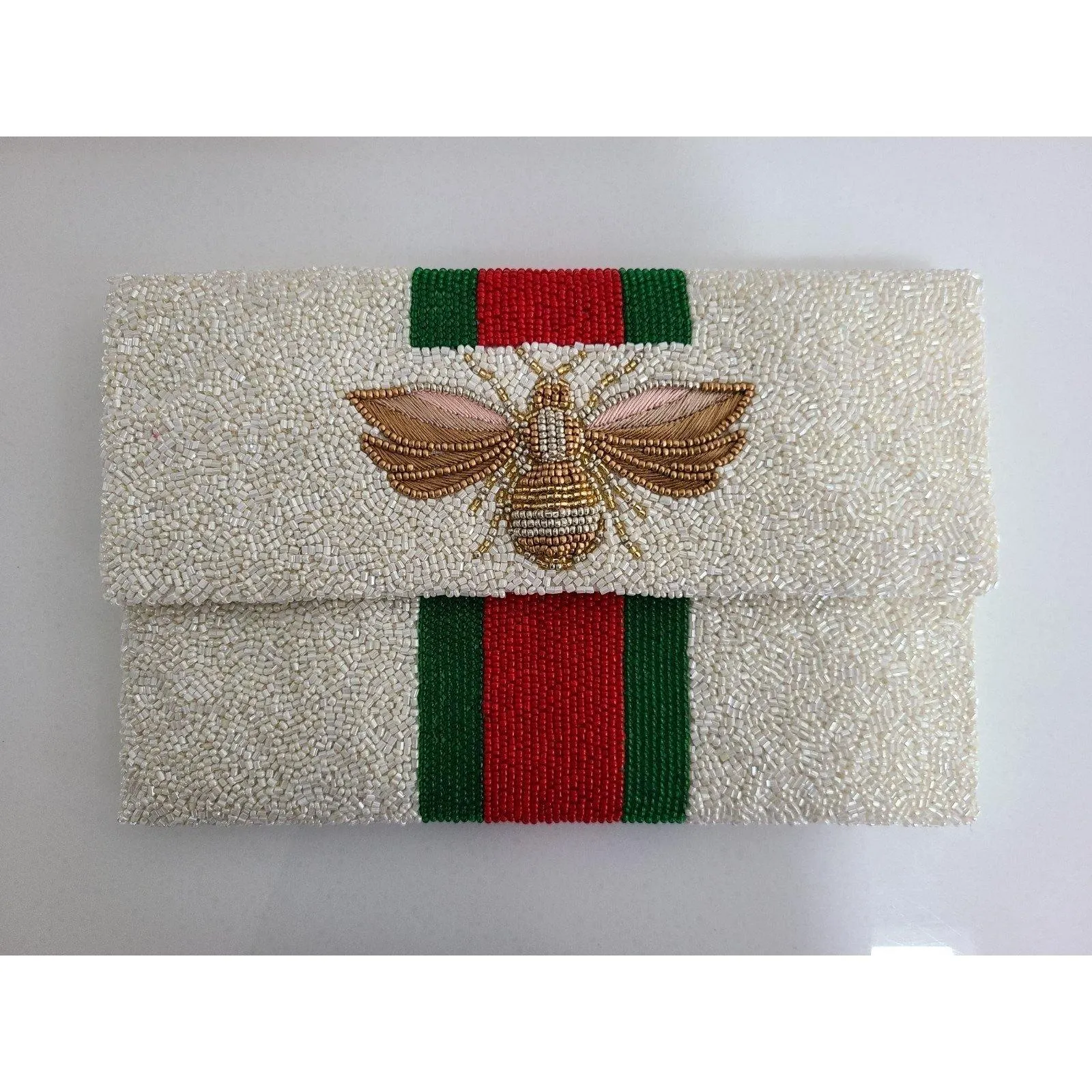 Moyna Beaded 3d Bee Clutch | Ivory