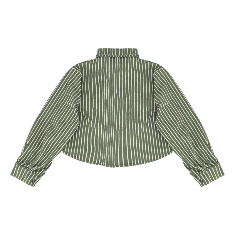 Piper Cropped Jacket in Striped Khaki