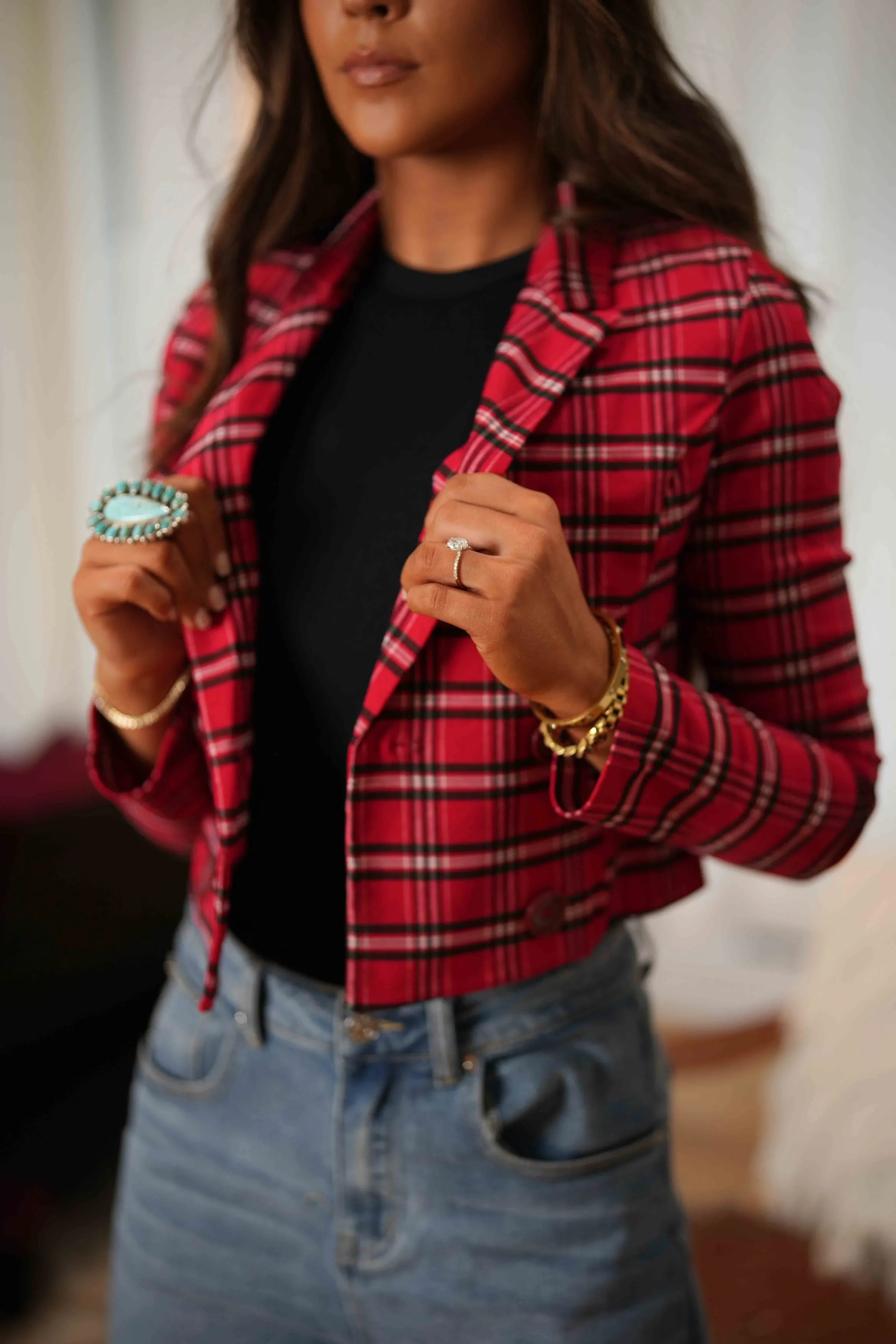 Plaid Cropped Blazer