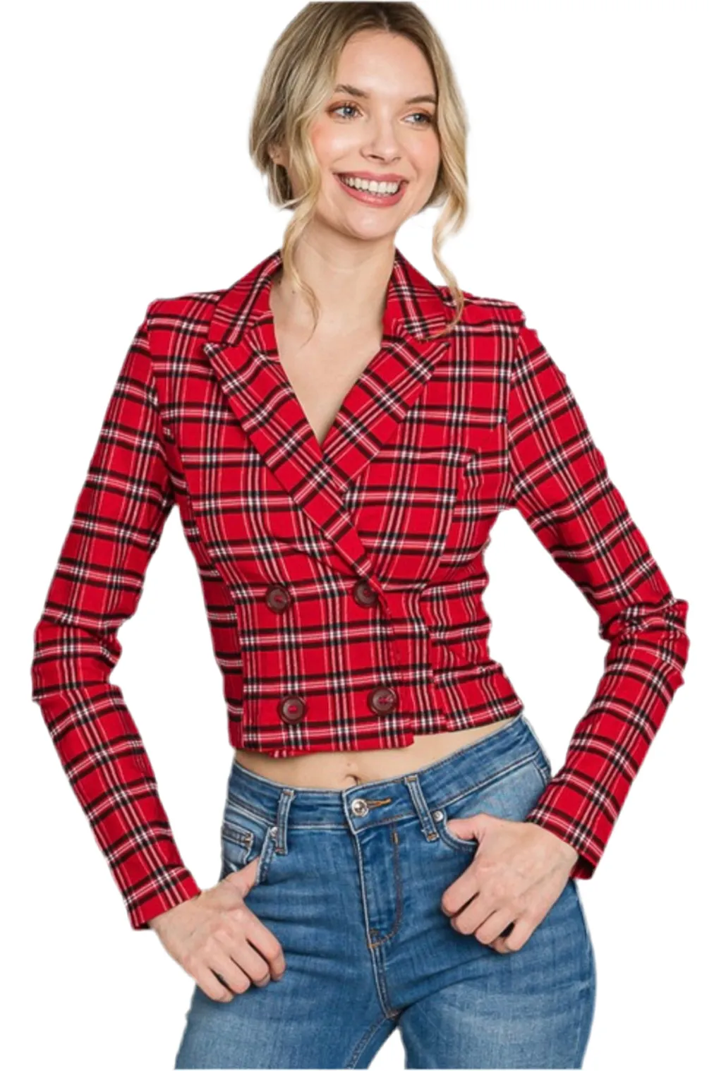 Plaid Cropped Blazer