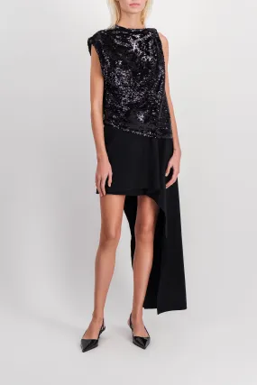 Sequined asymmetric mini-dress