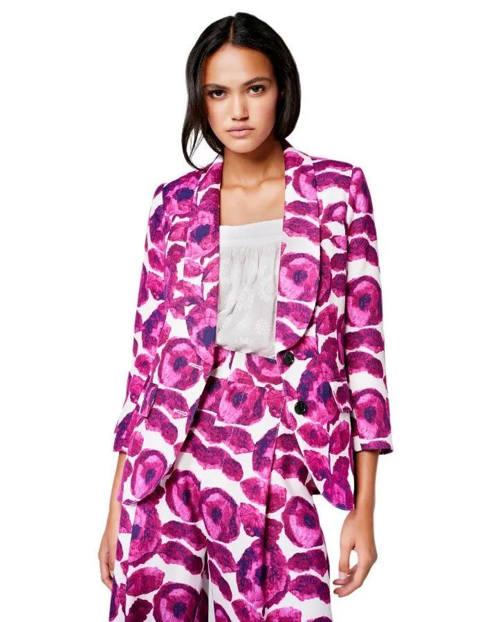 Smythe Shawl Collar Floral Blazer