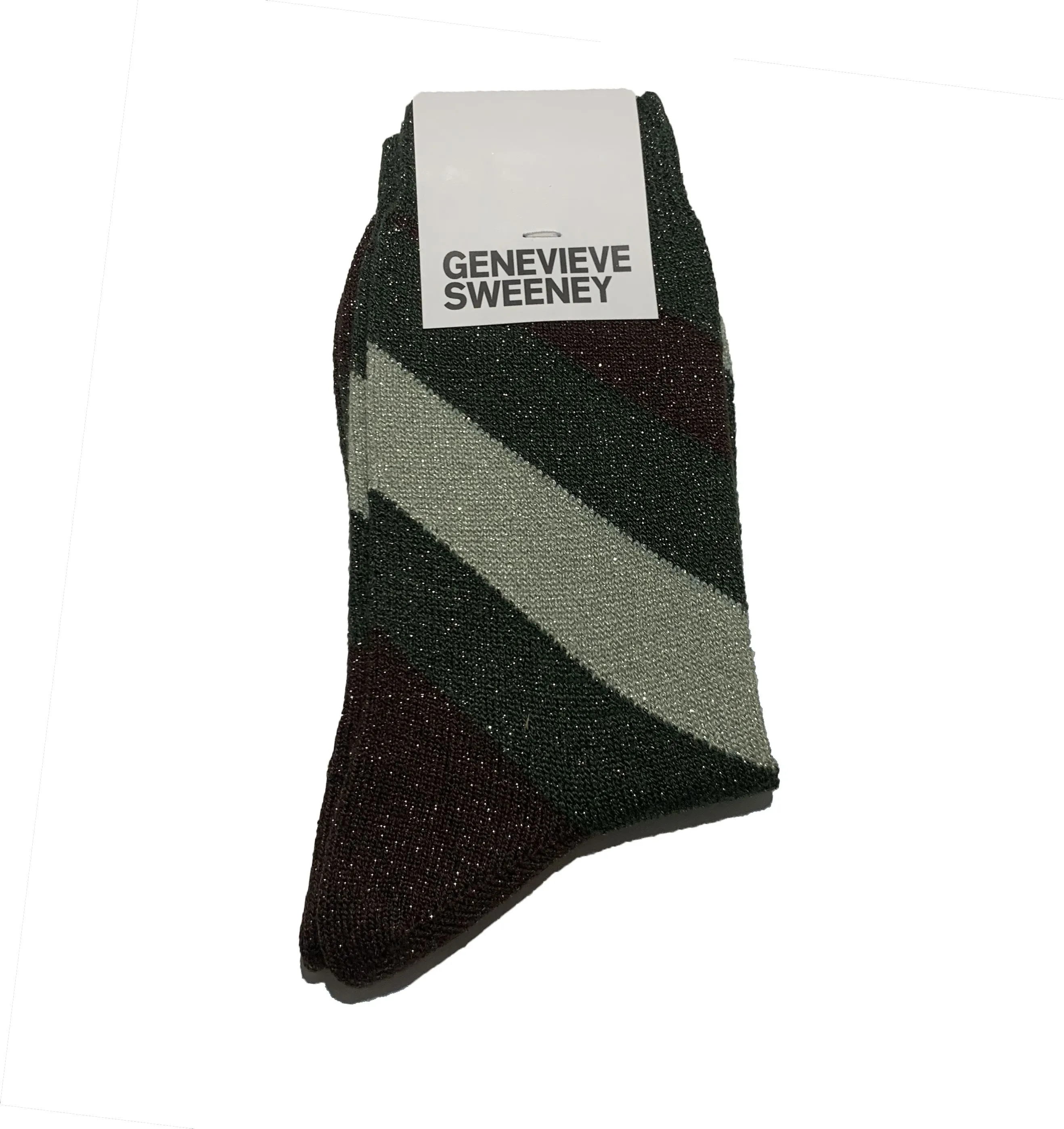 Sparkly striped sock [Green / Sage / Brown]