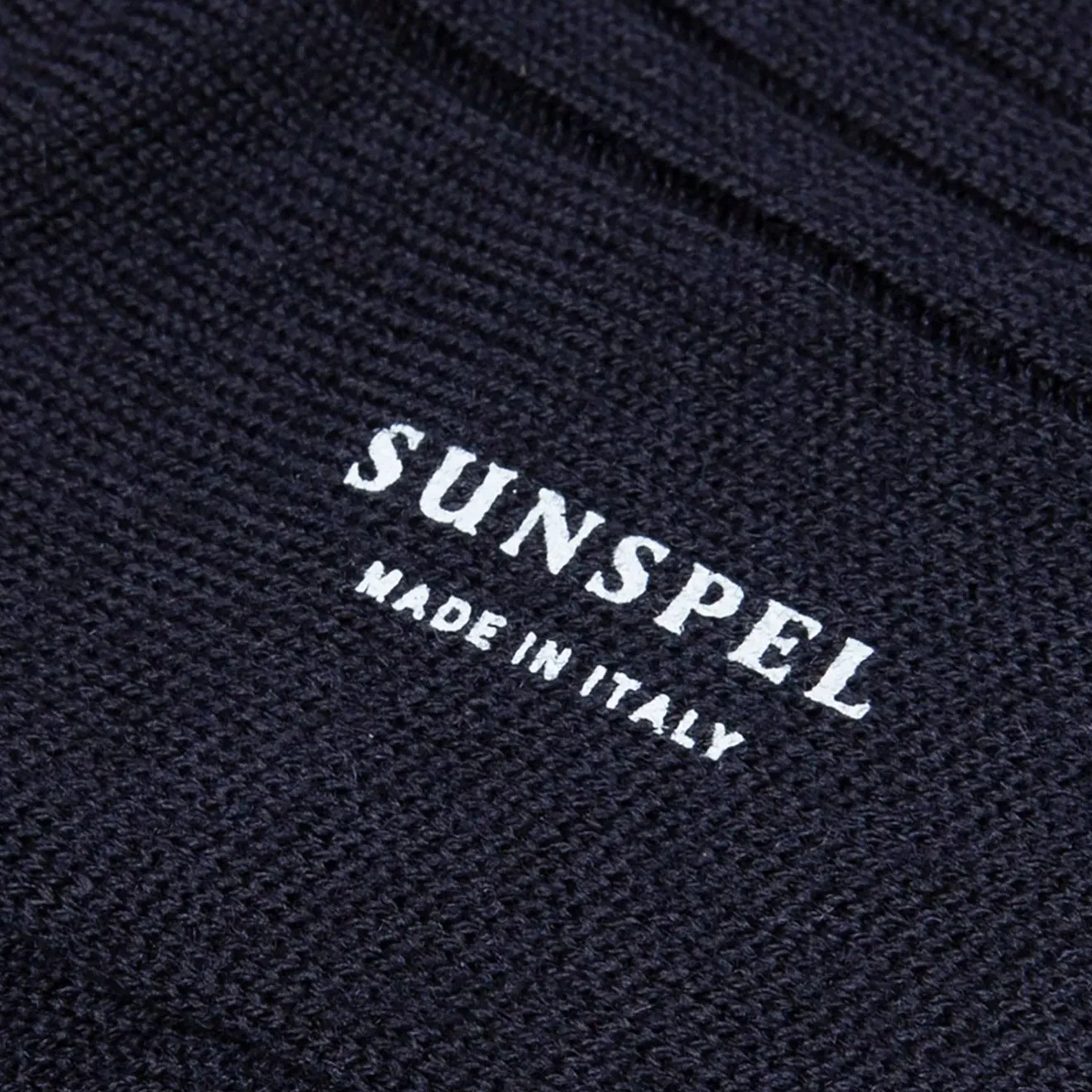 Sunspel Merino Wool Ribbed Socks Navy