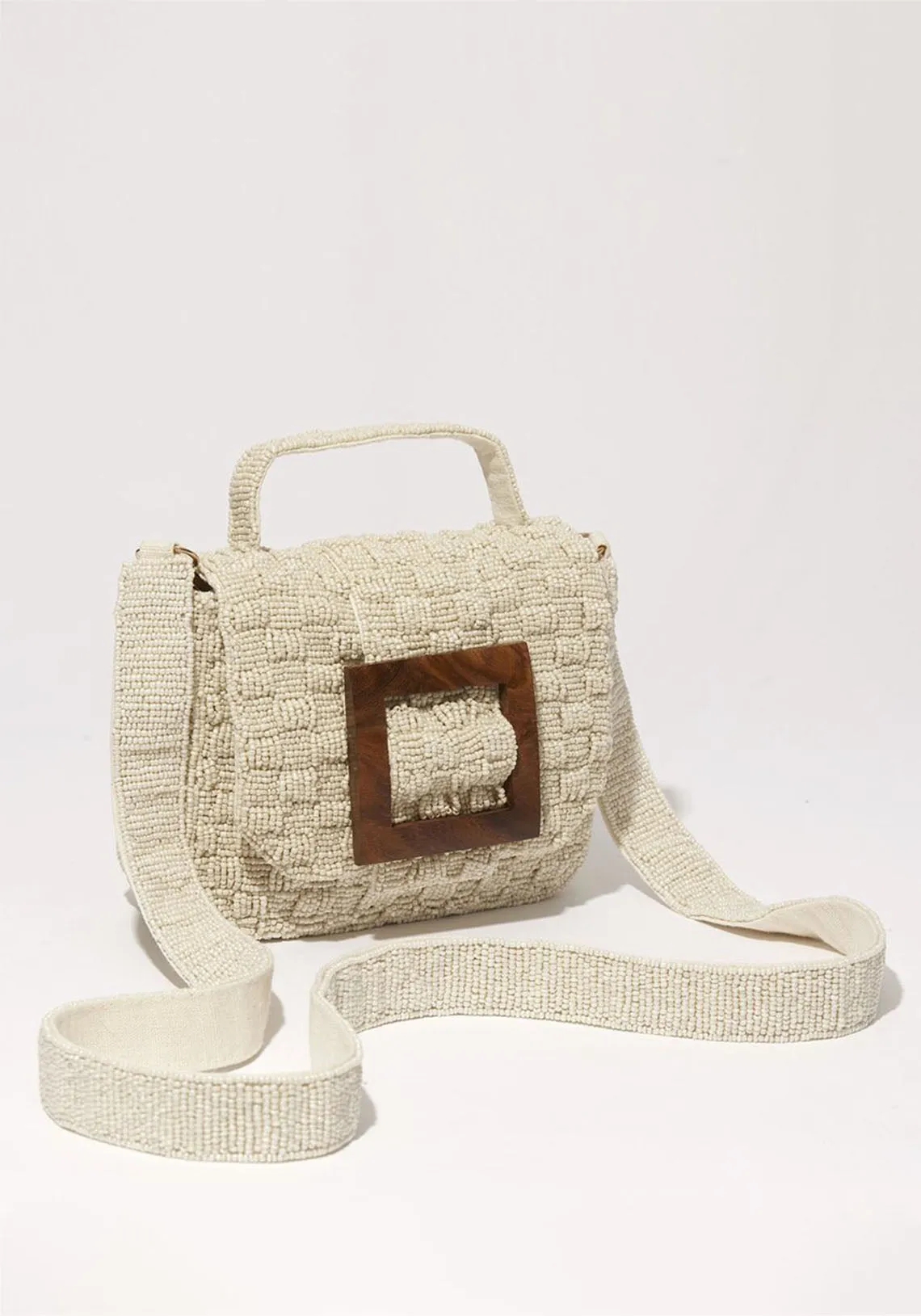 UNCOVERED LAYERS BEADED BAG WHITE