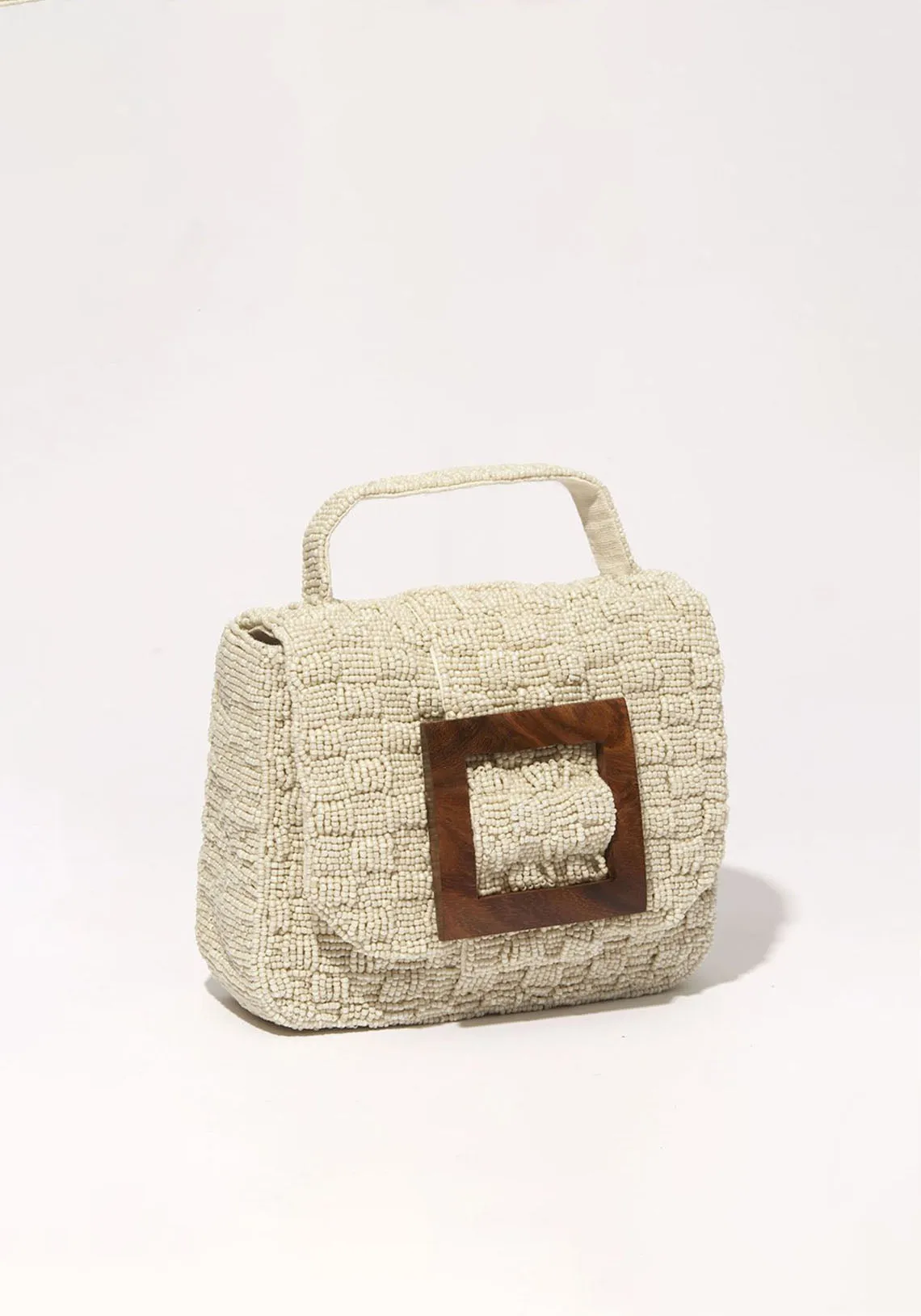 UNCOVERED LAYERS BEADED BAG WHITE